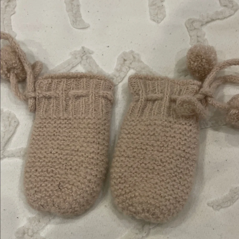 Cozy Tan Knit Baby Mittens